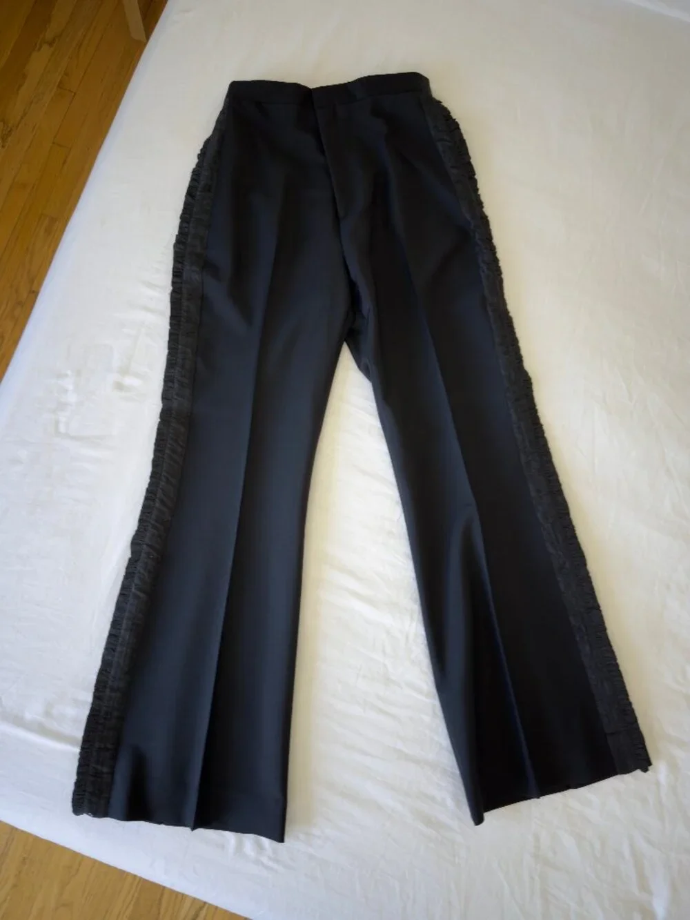 Acne Studios Black Wool Tuxedo-Style Flared Trousers (Waist 30
